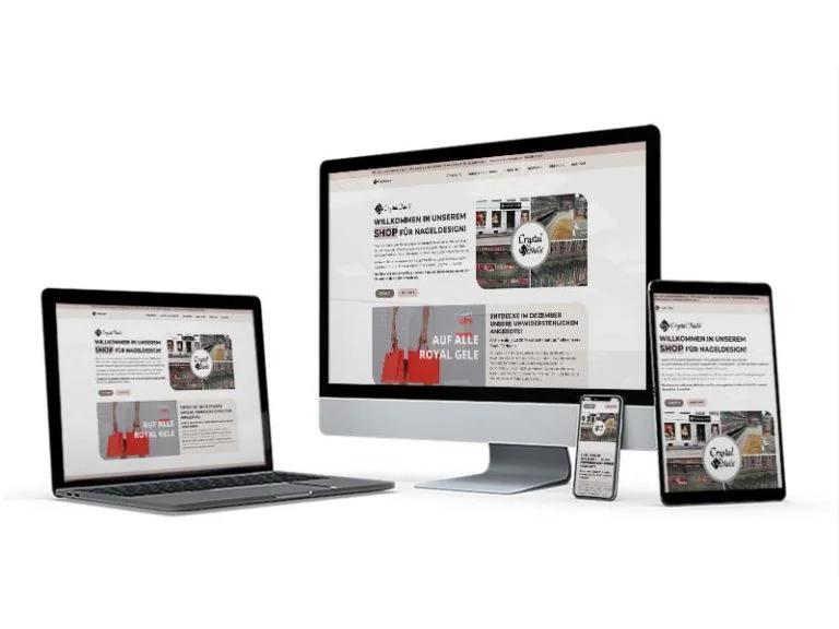 crystalnails ausztriai bolt marketing landing weboldal referencia tartalom design