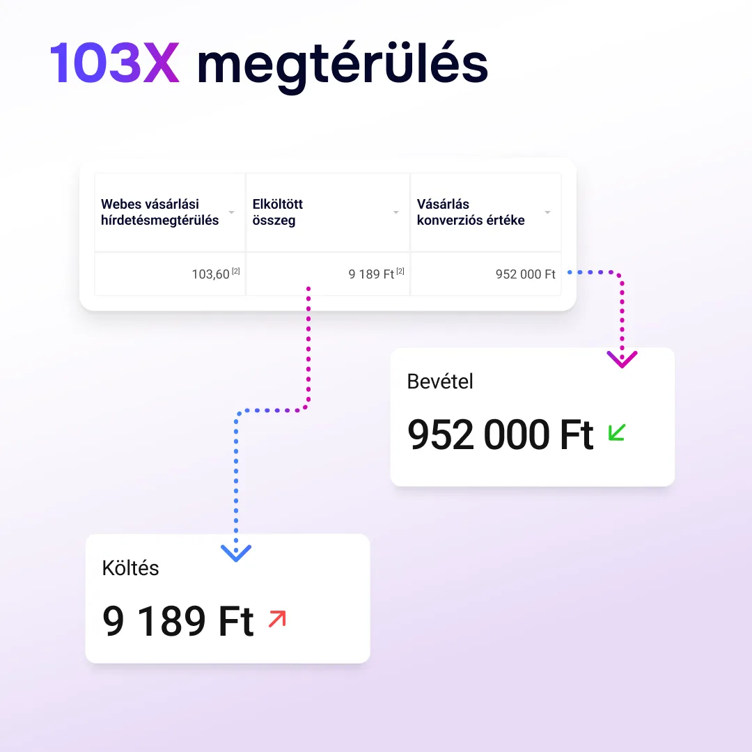 103x megtrülés ROAS - lémény alapú szolgáltatás kampányban