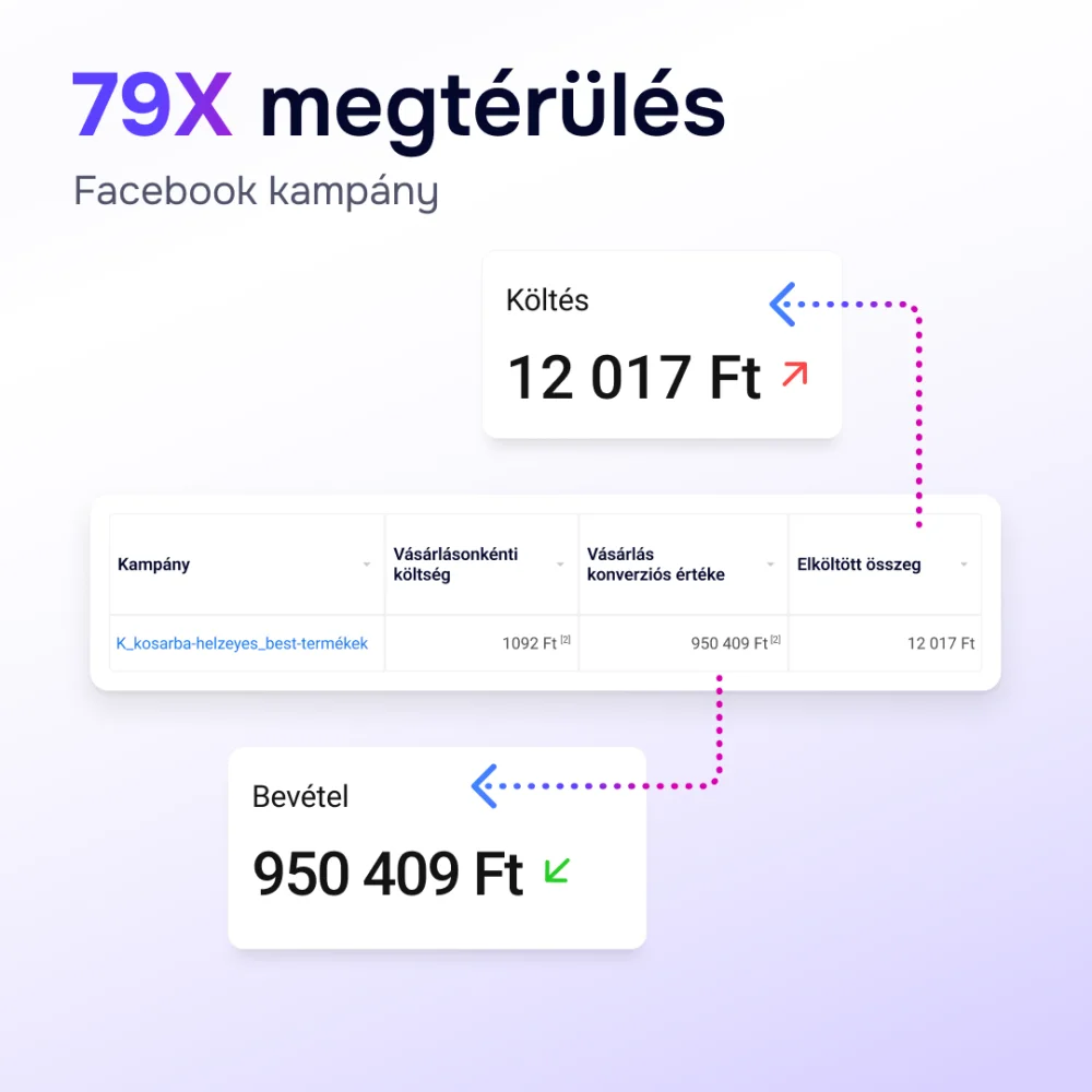 79x megtérülés meta, facebook kampányok ROAS