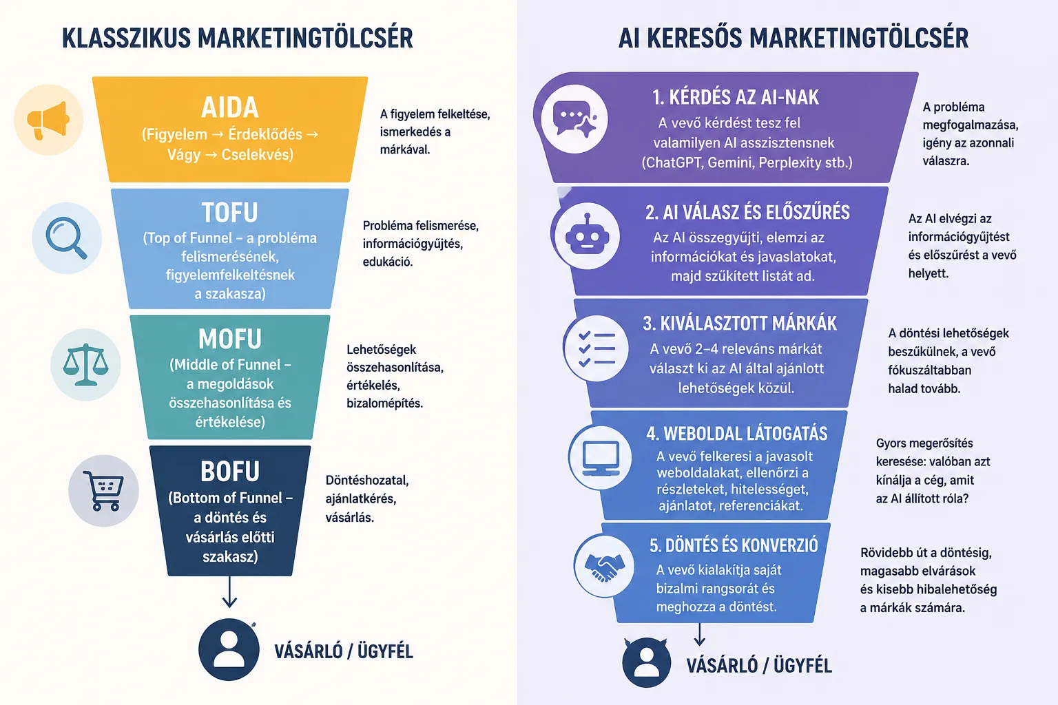 AI-keresős-marketing tölcsér - funnel